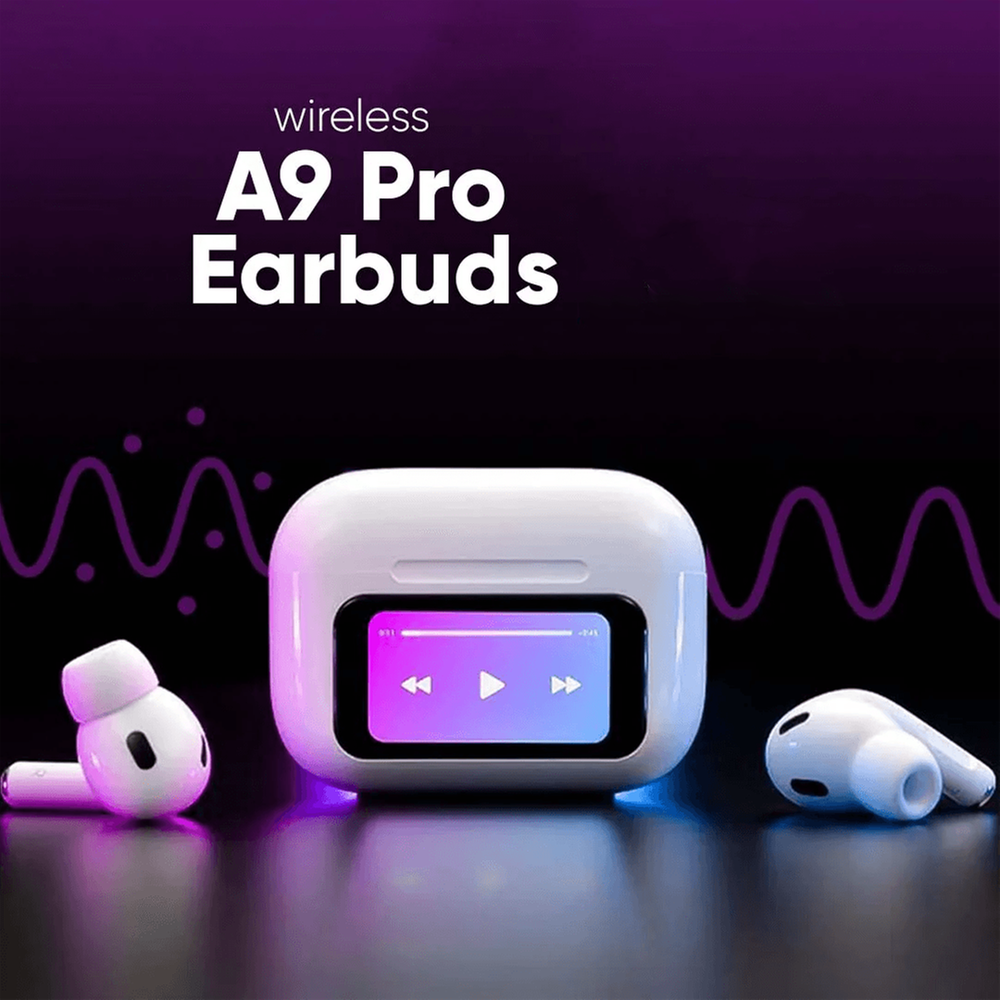 A9 Pro ANC Earbuds Touch Screen Display
